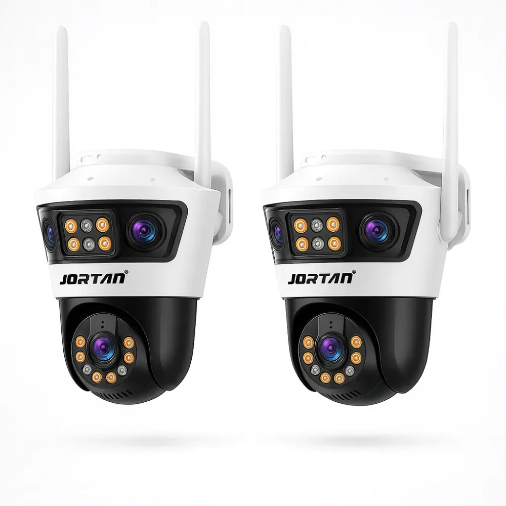 SET 2X Camere de Supraveghere Jortan Tri-Lens, 9MP, WiFi/LAN, Night Vision, Aplicatie Yoosee, IP66
