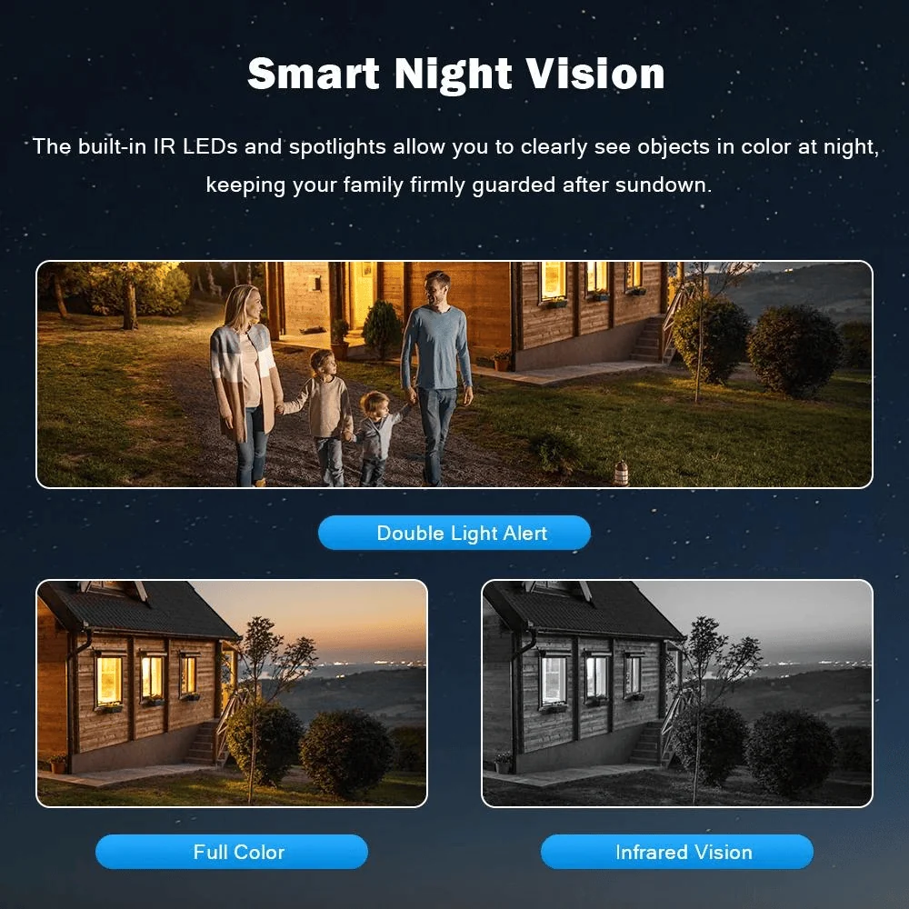 SET 2X Camere Triple Wi-Fi 6K 12MP, Audio bidirectional, AI Motion Detection, Night Vision, PTZ 355°/90°, IP66