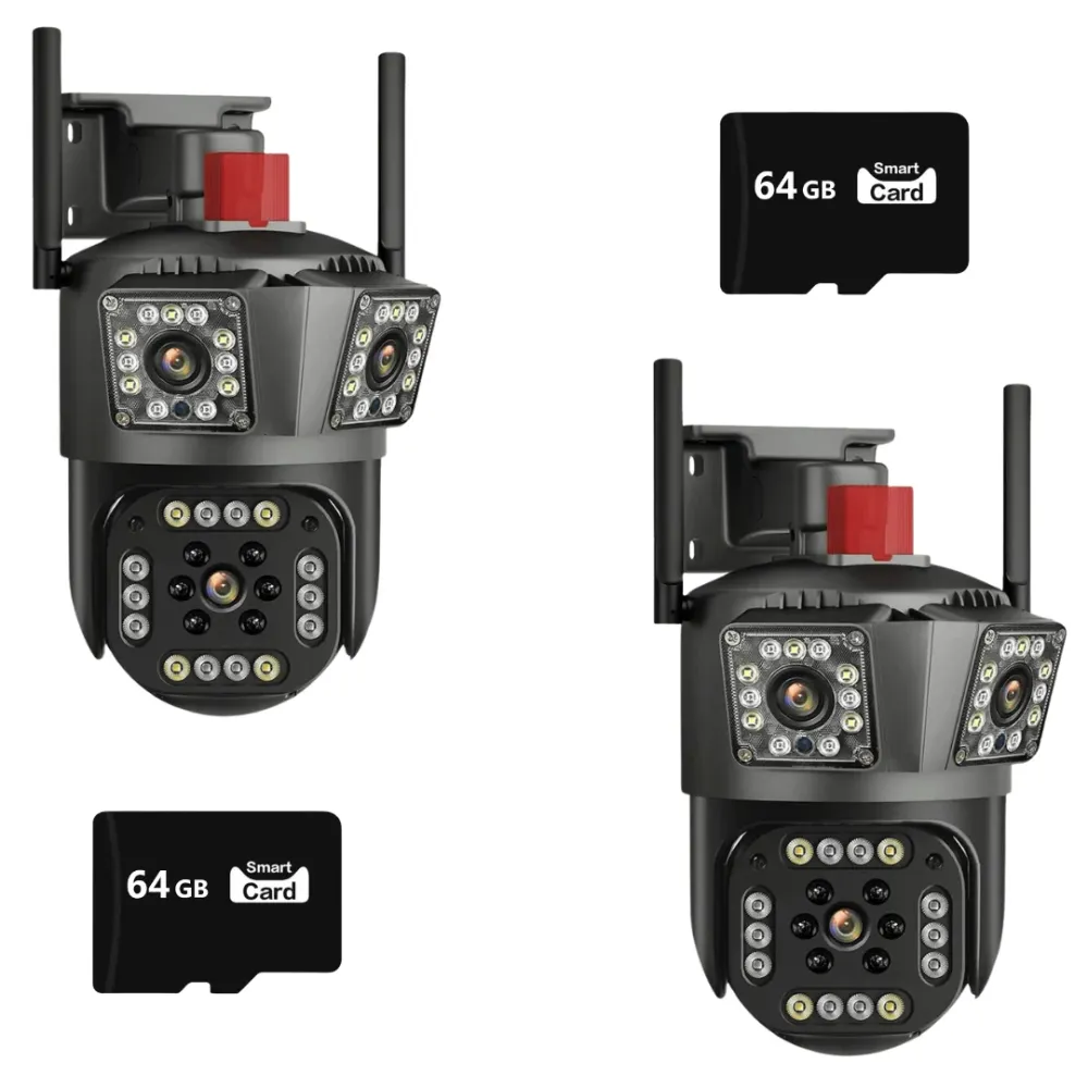 SET 2X Camere Triple Wi-Fi 6K 12MP, Audio bidirectional, AI Motion Detection, Night Vision, Rotire 355°/90°, IP66, 2x Card...