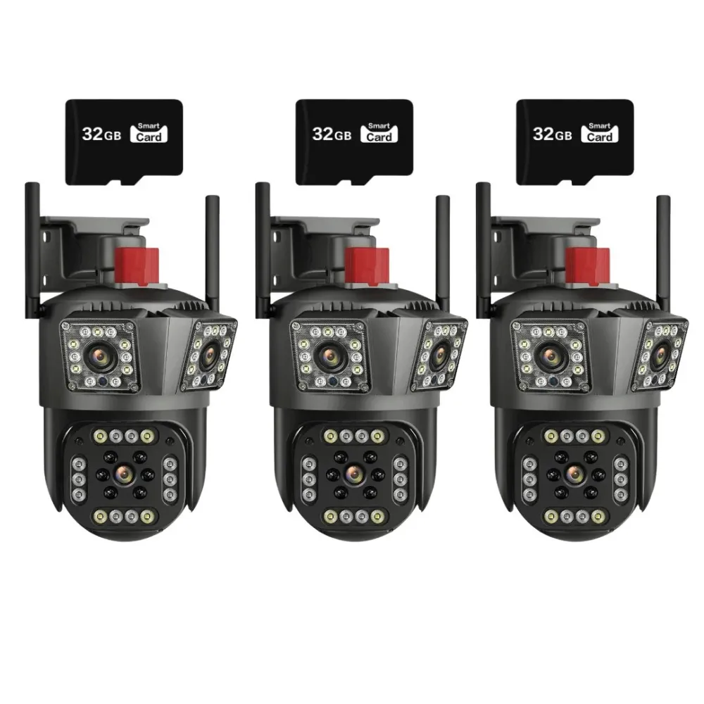 SET 3X Camere Triple Wi-Fi 6K 12MP, Audio bidirectional, AI Motion Detection, Night Vision, Rotire 355°/90°, IP66, 3x Card...