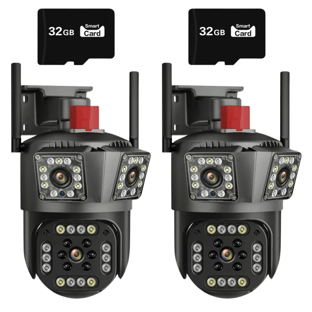 SET 2X Camere Triple Wi-Fi 6K 12MP, Audio bidirectional, AI Motion Detection, Night Vision, Rotire 355°/90°, IP66, 2x Card...