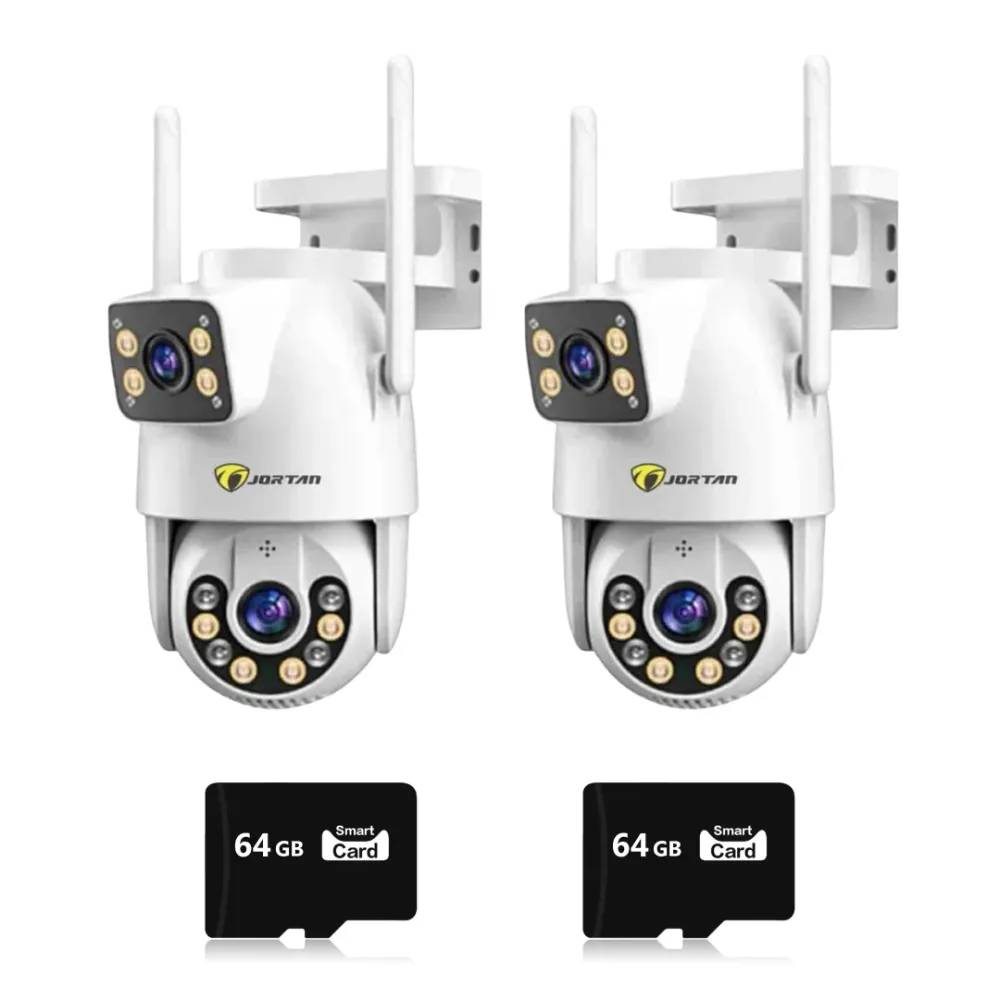 Set 2 Camere Wi-Fi/LAN Jortan 9697QJ, 6MP, PTZ, Vizualizare Color Noaptea, 2 Carduri 64GB Incluse