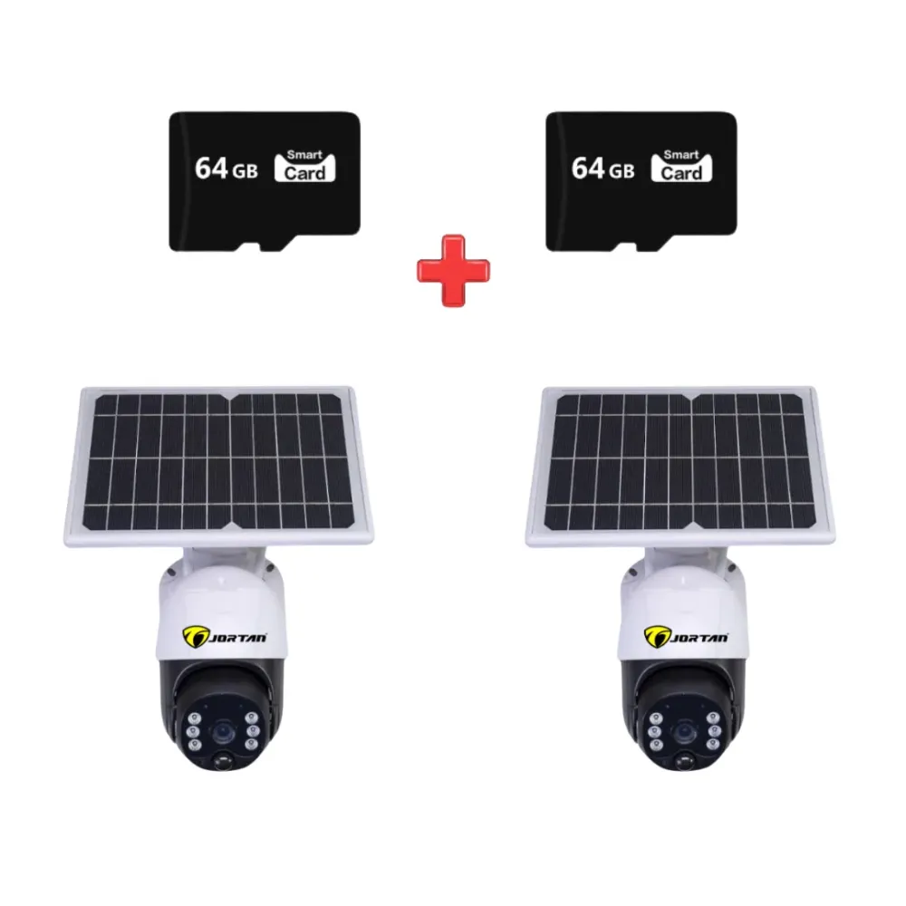 Set 2 Camere Wireless 3MP, cu Panou Solar - 1080P, Wi-Fi, Detectie Miscare, 2 Carduri 64GB incluse