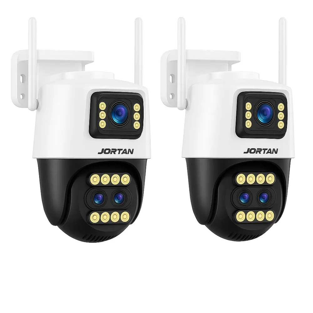 SET 2x Jortan-Camere de Supraveghere 9MP JT-9999 PRO, 3 Lentile, WiFi/LAN, Night Vision, Vizualizare Wide+Zoom