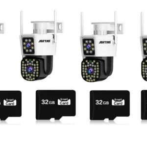 Set de Securitate Jortan - 4 Camere 6MP Full HD 4K, Viziune Nocturna Avansata, 4x Carduri 32GB incluse