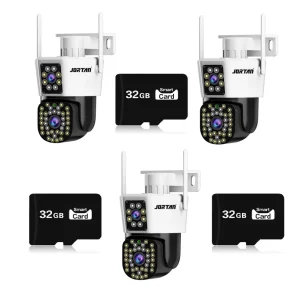Set Supraveghere Jortan 6MP 4K - 3 Camere Duble WiFi/LAN - Alarma Integrata, 3x Carduri de 32GB incluse