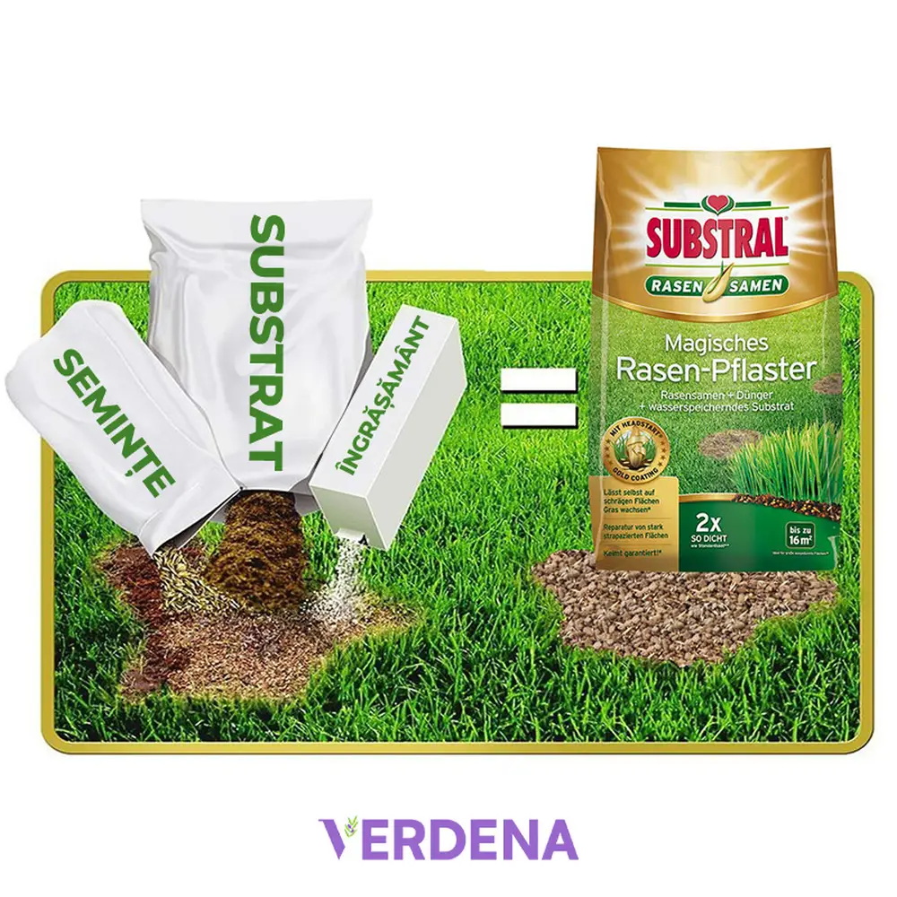 Reparare gazon Substral Plastura Magica 3 1, 3 kg, cu seminte gazon substrat si ingrasamant pentru zone goale