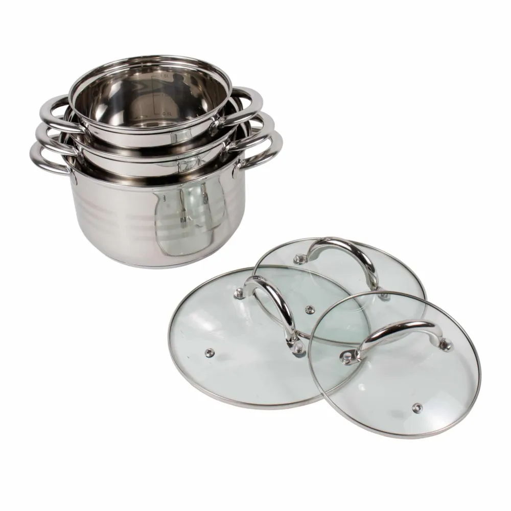 Set 3 cratite cu capace inox, 1.5L / 2L / 3L / ZLN 4083