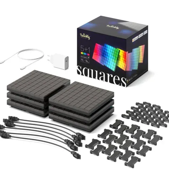 Sir iluminat Twinkly Set 6 panouri LED | 64xLED, 16x16 cm, Multicolor