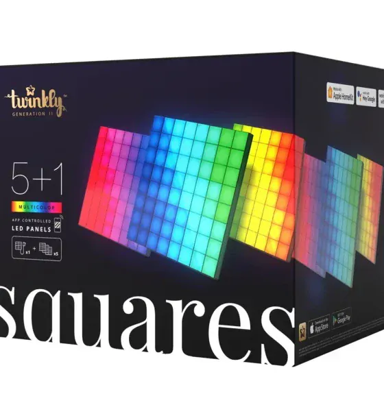 Sir iluminat Twinkly Set 6 panouri LED | 64xLED, 16x16 cm, Multicolor