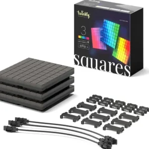 Sir iluminat Twinkly Set 3 panouri LED | 3x64 pixeli, Smart, Negru
