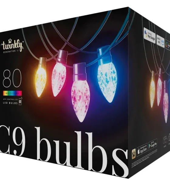 Sir iluminat Twinkly C9 TWC9080STP | 80 LED RGB, 24.4m, Wi-Fi, IP44, Dimabil