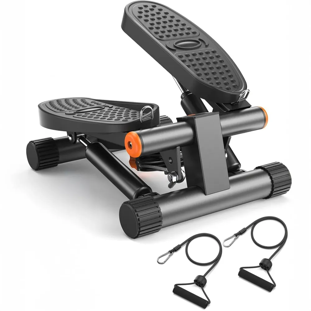 Stepper Compact Elindor® cu Benzi Fitness, Rezistență Hidraulică, Negru