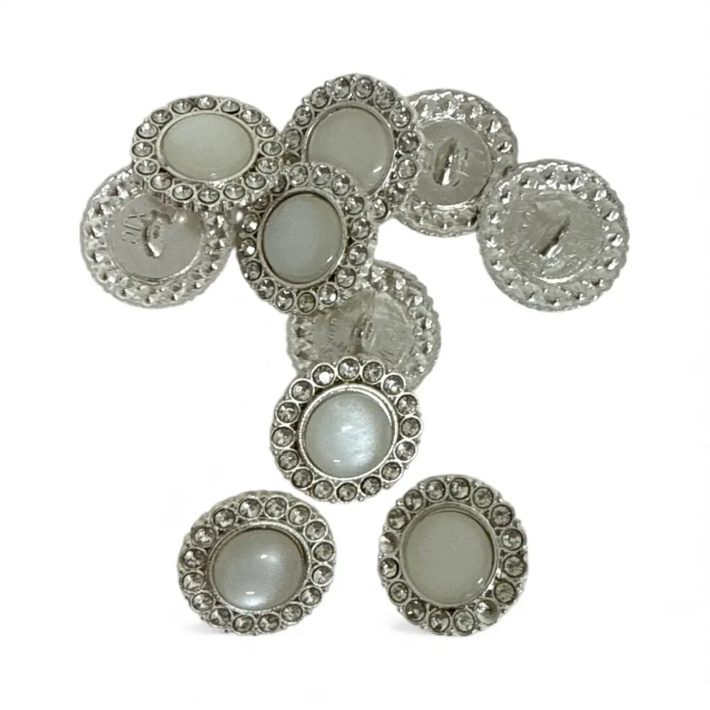 Nasturi Rotunzi Margine Stras Mijloc Margea Alba 10/Set