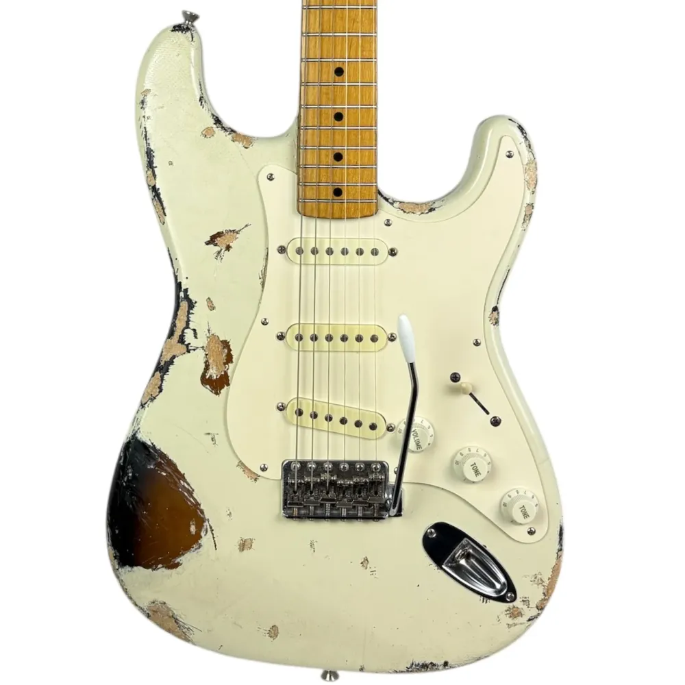 Fender Japan 57 Reissue Stratocaster Heavy Relic 1997-2000 - Alb Vintage