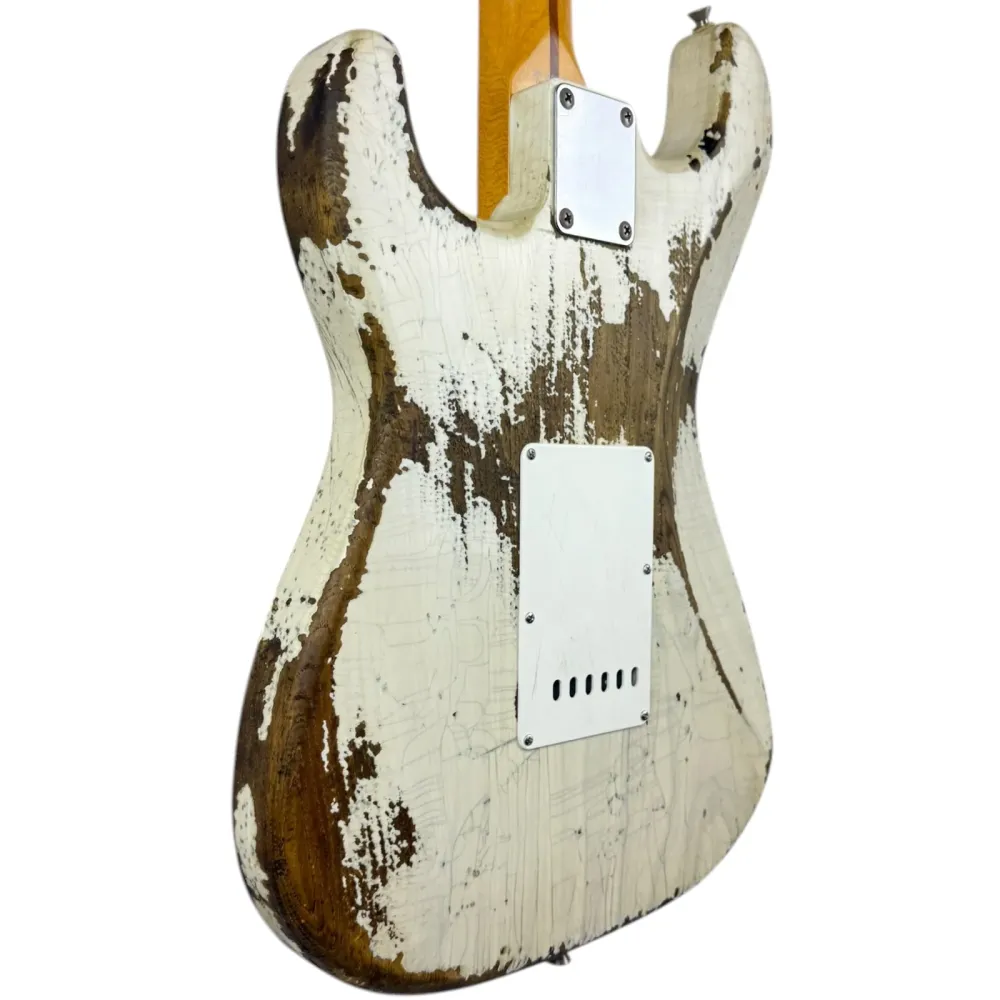 Fender MJT 50s Reissue Stratocaster - Alb Vintage - Uzură Intensă