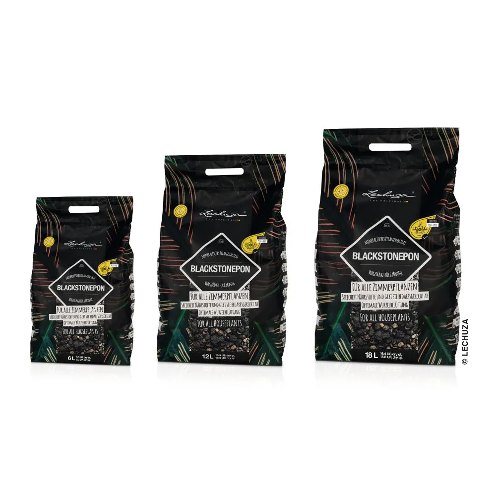 Substrat Mineral LECHUZA Blackstonepon 12 l, 100% fara turba, culoare neagra deosebita, cu ingrediente naturale