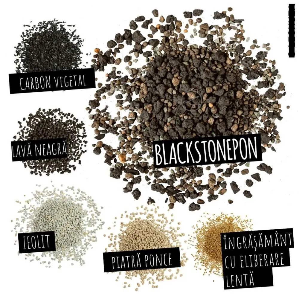 Substrat Mineral LECHUZA Blackstonepon 12 l, 100% fara turba, culoare neagra deosebita, cu ingrediente naturale