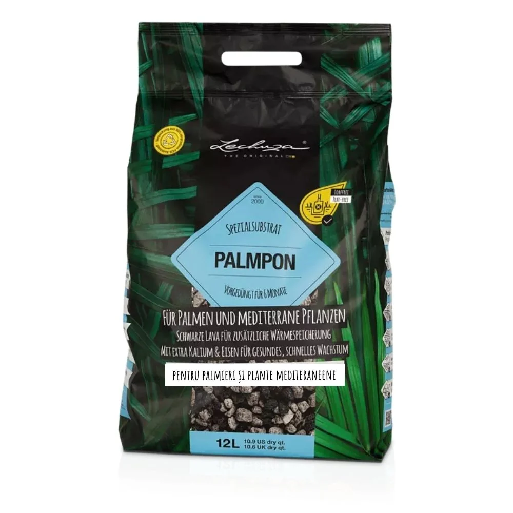 Substrat Mineral LECHUZA Palmpon 12 l, pentru palmieri si plante mediteraneene, 100% fara turba, cu ingrediente naturale
