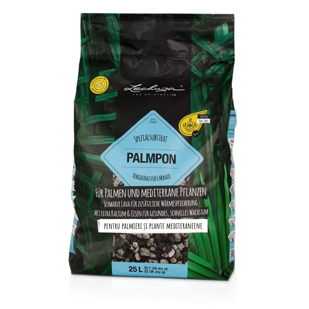 Substrat Mineral LECHUZA Palmpon 25 l, pentru palmieri si plante mediteraneene, 100% fara turba, cu ingrediente naturale