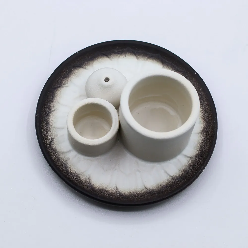 Suport ceramic pentru tămâie Palo Santo, alb-gri