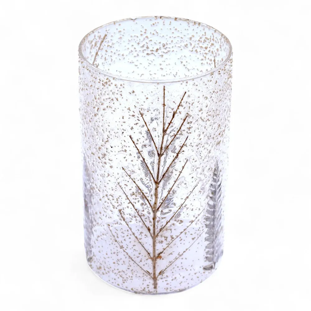 Suport pentru lumânare din sticlă botanică cu pete aurii Pino 19x11cm