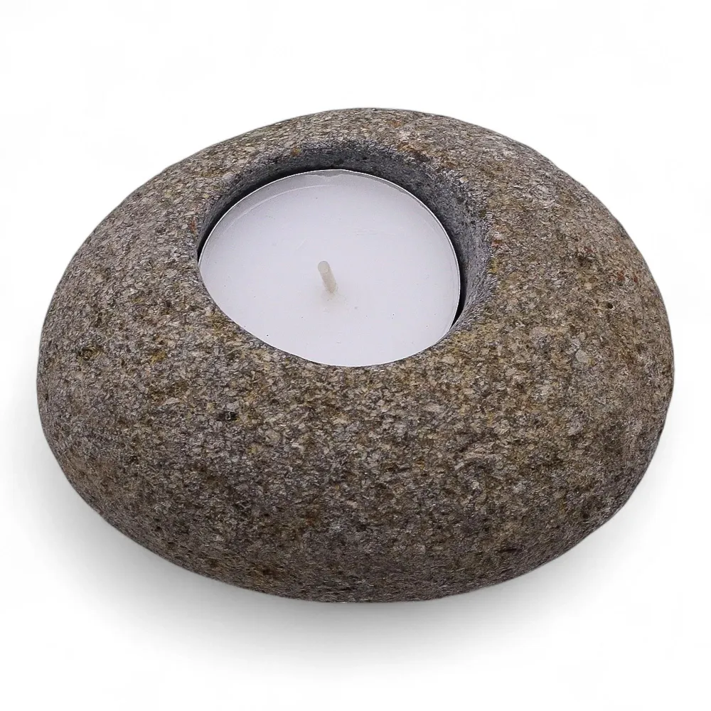 Suport pentru lumânare tip tealight din piatră naturală de râu