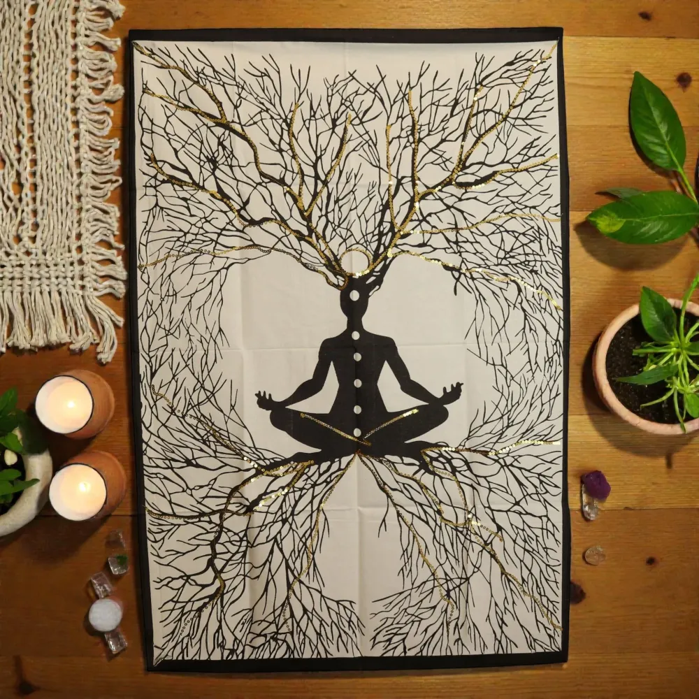 Artă de perete din bumbac (70x110cm) – Conexiunea Pământului cu Chakra