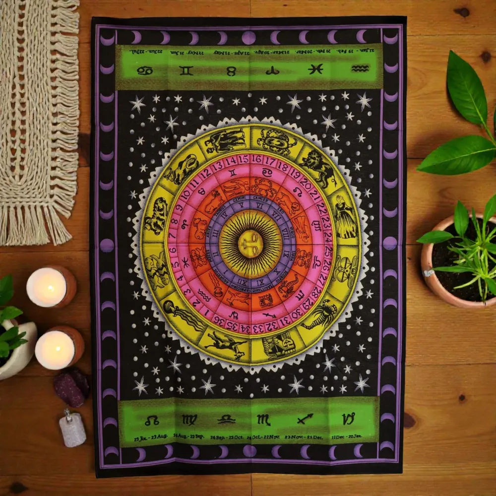 Artă de perete din bumbac (70x110cm) – Zodiac colorat