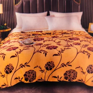 Lenjerie de Pat Cocolino 4 Piese – CASA HOME – Model Floral Bej & Maro – Moale si Calduroasa