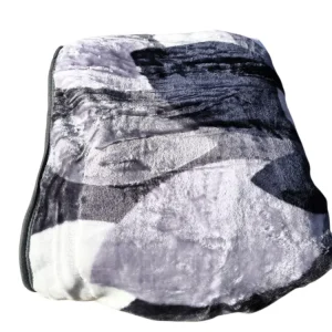 Patura Dubla Groasa – 200x230 cm – Model Abstract Gri-Negru – Moale, Moderna si Calduroasa