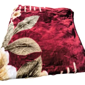 Patura Dubla Groasa – 200x230 cm – Model Floral Bordo-Bej – Calduroasa, Moale si Eleganta