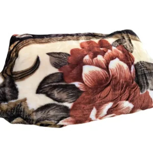 Patura Dubla Groasa – 200x230 cm – Model Floral Rosu-Bej – Moale, Eleganta si Calduroasa