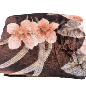 Patura Dubla Groasa – 200x230 cm – Model Floral Bej-Maro – Moale si Calduroasa