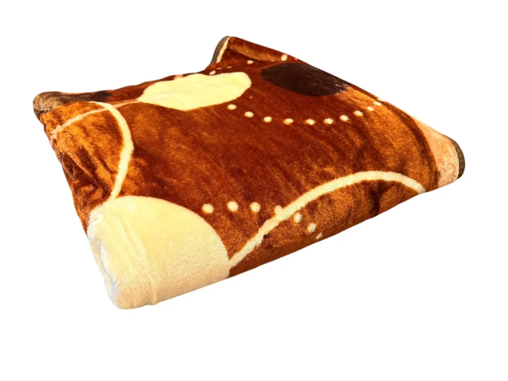 Patura Dubla Groasa 200x230 cm Model Geometric Maro-Bej