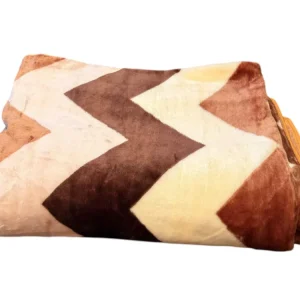 Patura Dubla Groasa 200x230 cm Model Zig-Zag Maro-Bej