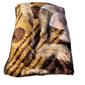 Patura Simpla Groasa – 150x230 cm – Model Abstract Maro-Auriu – Moale si Calduroasa Eleganta si confort fiecare seara!