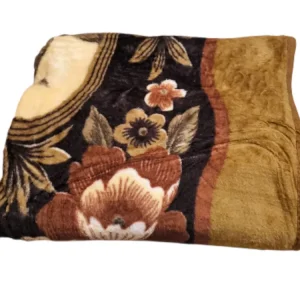 Patura simpla groasa 150x230 cm – model floral maro-auriu Moale, eleganta si calduroasa