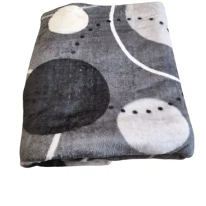 Patura Simpla Groasa 150x230 cm – Model Gri cu Cercuri – Moale, Eleganta si Calduroasa