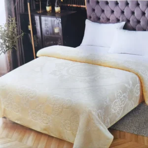 Patura UNI Gofrata – 200x240 cm – Culoare Crem – Moale, Groasa si Eleganta