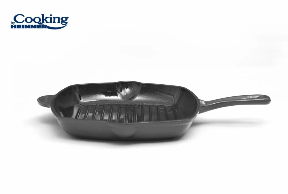 Tigaie Grill Heinner HR-ZVC-G26 | Fonta Emailata, 26.5cm, Marble Grey