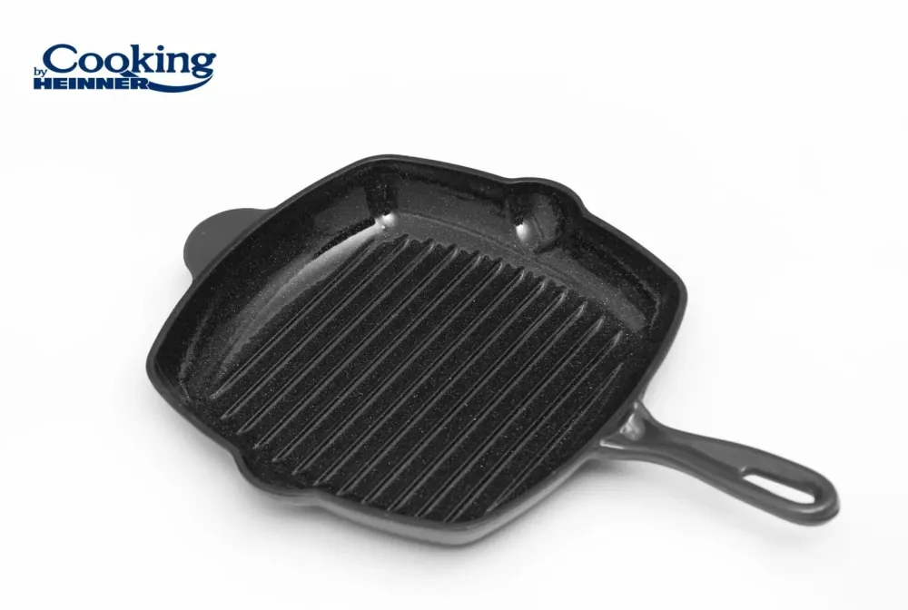 Tigaie Grill Heinner HR-ZVC-G26 | Fonta Emailata, 26.5cm, Marble Grey