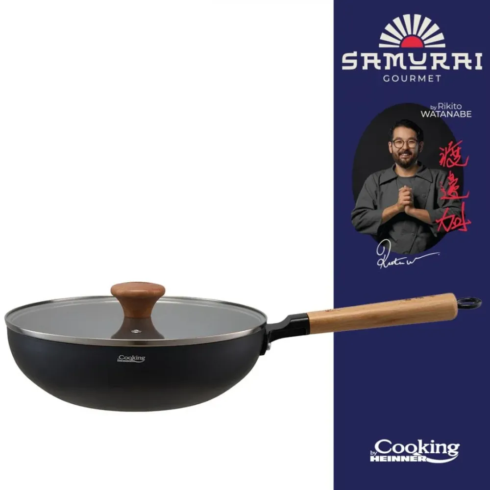 Tigaie Wok Heinner HR-SNT-W26 | 26cm, cu Capac, Samurai Gourmet
