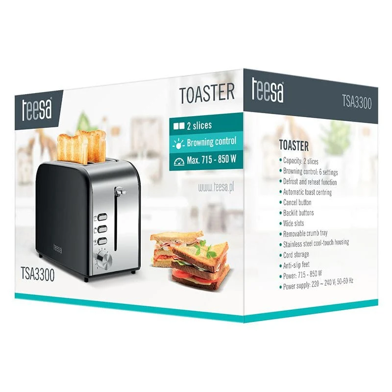 Toaster Teesa TSA3300 | 850W, 1.3kg, 107cm, Inox
