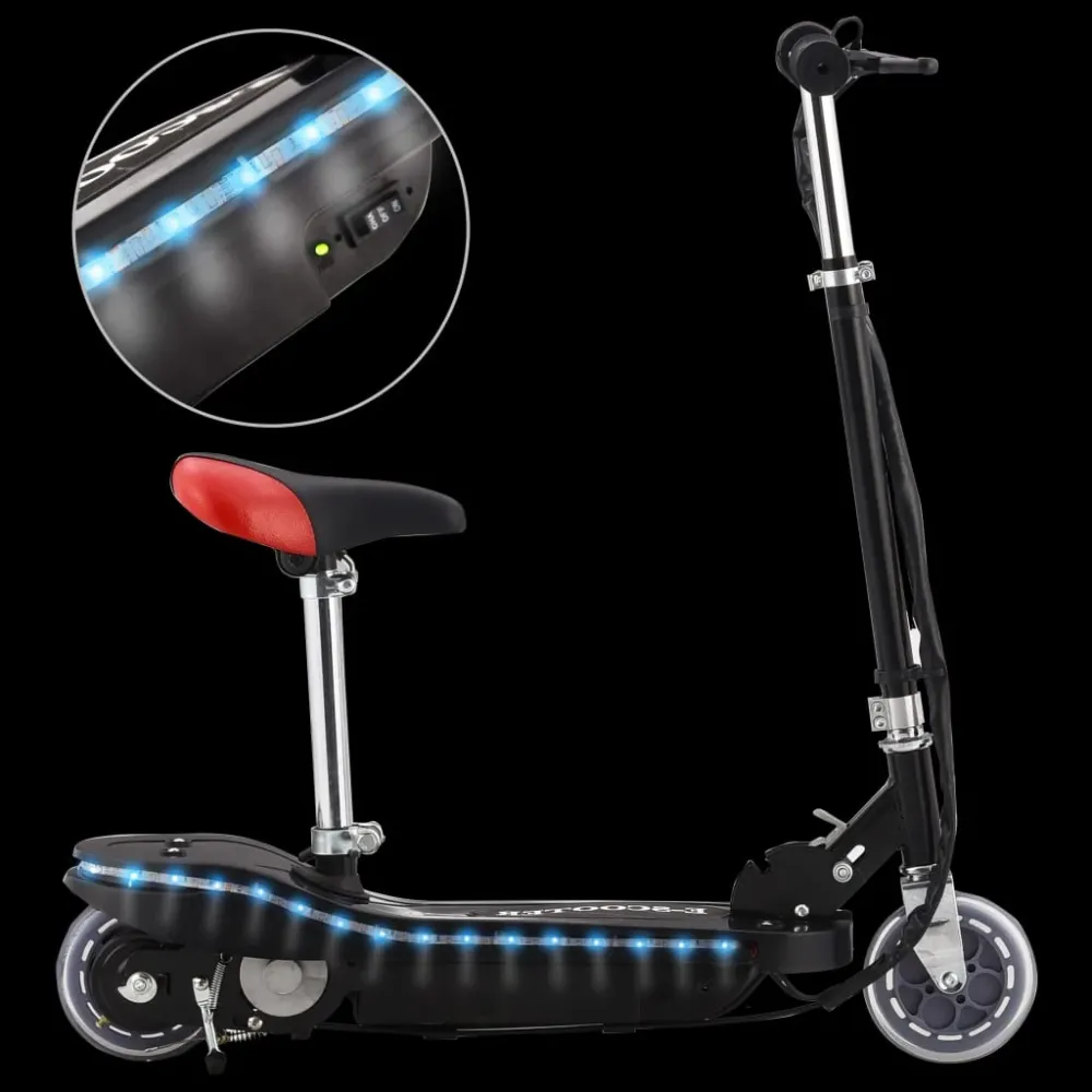 Trotinetă electrică cu ș și LED-uri, negru, 120 W