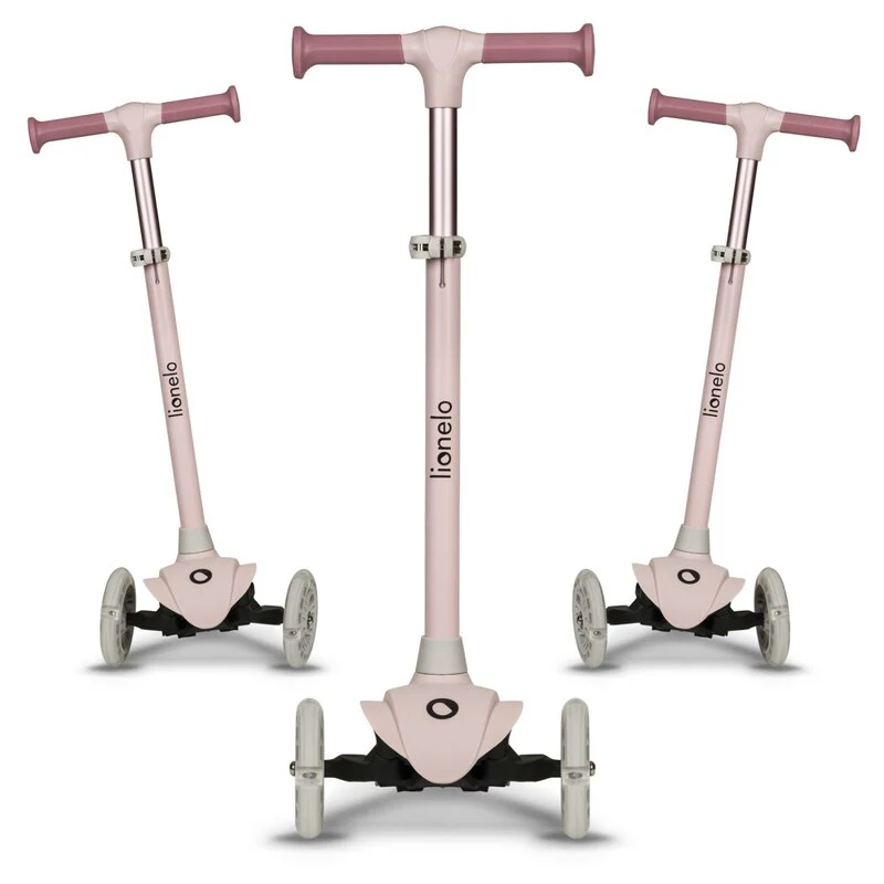Trotineta, Lionelo, Jessy, Ultrapliabila, Pana la 50 Kg, Cu design ergonomic, Cu lumini LED, 56 x 26 x 67-82 cm, 3 ani+, Roz