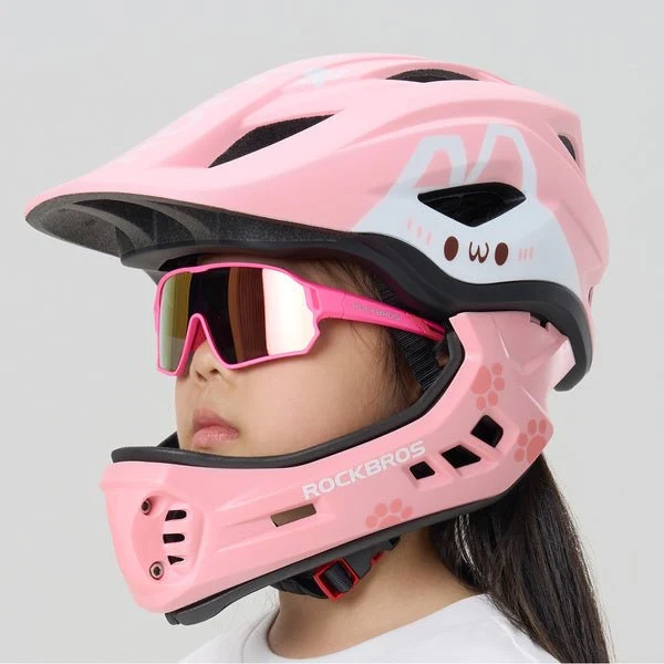 Casca de bicicletă pentru copii Rockbros Rabbit cu curea de bărbie detașabilă