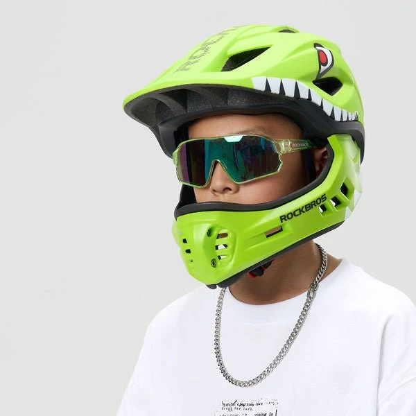 Casca de bicicletă pentru copii Rockbros Shark cu bărbie detașabilă