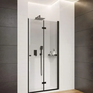 Usa dus plianta Deante Kerria Plus 90xH200 cm, montaj nisa, profil negru