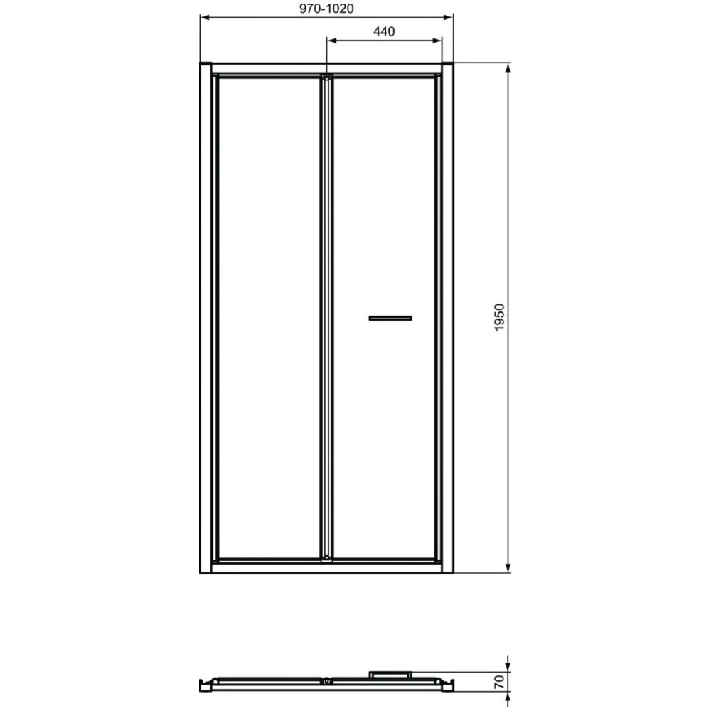 Usa dus plianta Ideal Standard Connect 2 100xH195 cm, montaj nisa